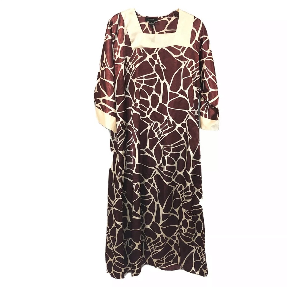 ASHRO Caftan Dress midi Womens OS Brown African Animal abstract Belt Kaftan